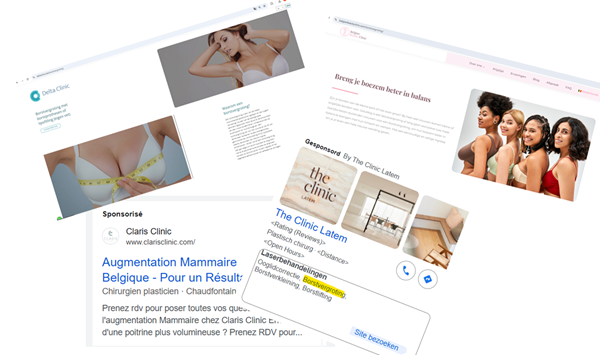 publicités pour opérations de chirurgie esthétique